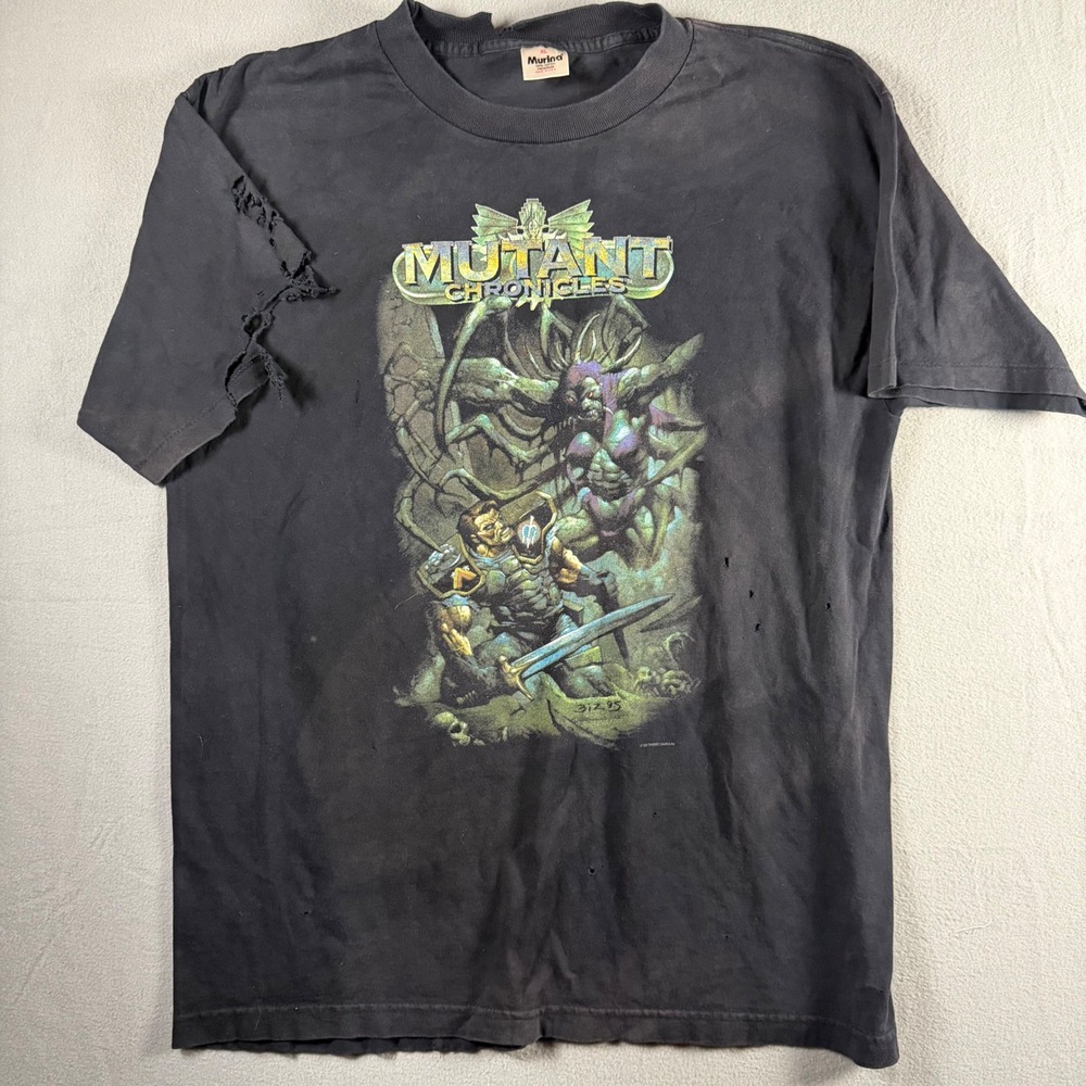 Vintage 1995 Mutant Chronicles T Shirt Murina Simon Bisley Thrashed XL Black